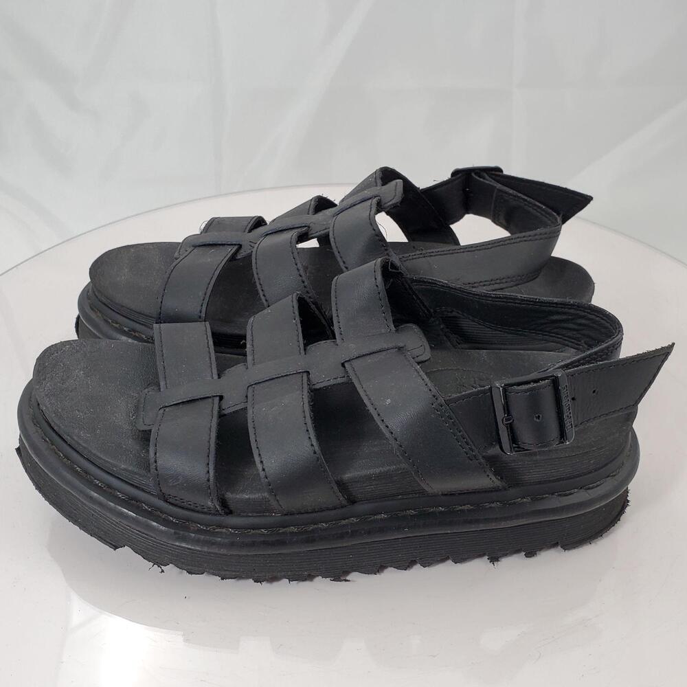 Dr. Martens Sandals Women 8 Black Leather Yelena Fisherman Platform/Flatform